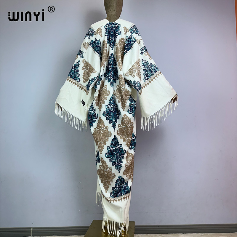 WINYI Winter Women tassel Pash - Embroidery Abaya ulasan dan harga