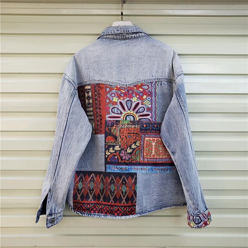 Bohemia Embroidery Splicing Bi - Embroidery Jacket Jeans ulasan dan harga