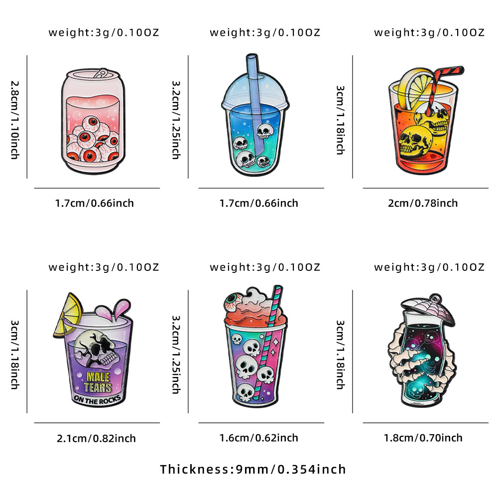 6pcs Cool Halloween Enamel Pin - Embroidery Illustration ulasan dan harga