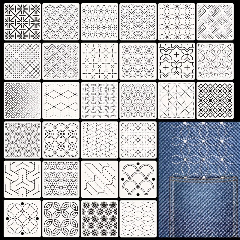 30Pcs Embroidery Templates DIY - Embroidery Yarn ulasan dan harga