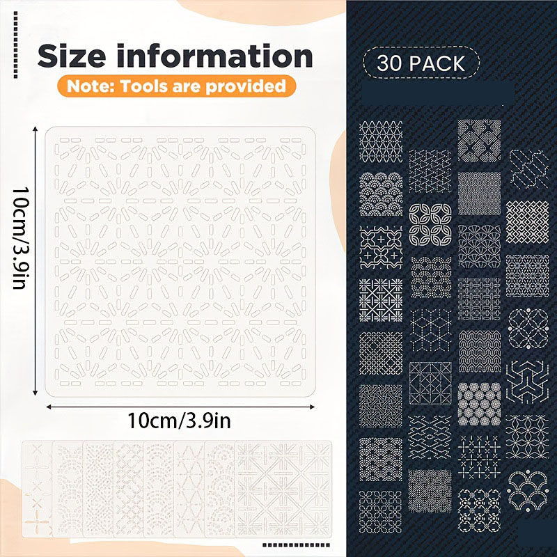 30Pcs Embroidery Templates DIY - Embroidery Yarn ulasan dan harga