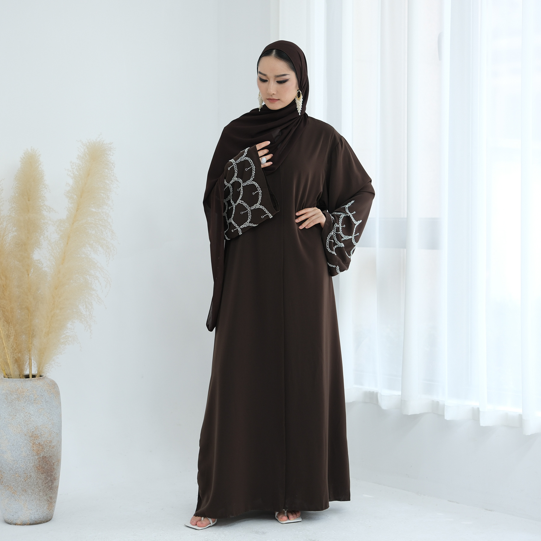 embroidery Women Dress Abaya c - Embroidery Abaya ulasan dan harga