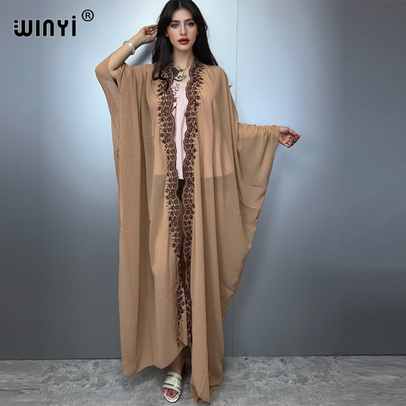 WINYI boho kimono Chiffon embr - Embroidery Abaya ulasan dan harga