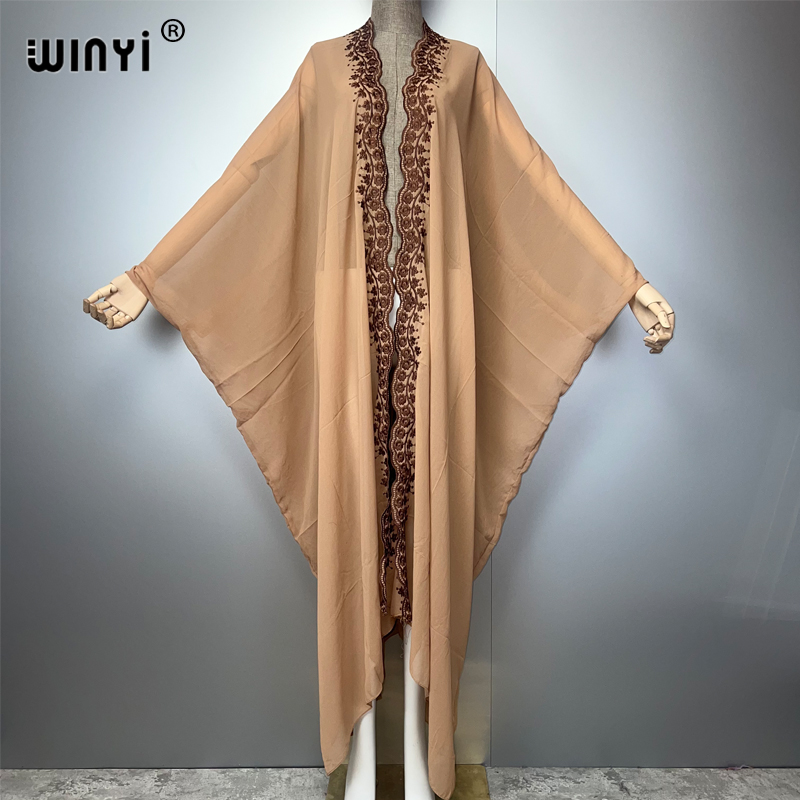 WINYI boho kimono Chiffon embr - Embroidery Abaya ulasan dan harga