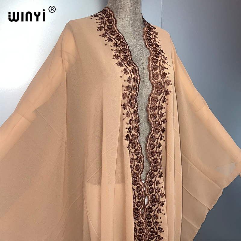 WINYI boho kimono Chiffon embr - Embroidery Abaya ulasan dan harga
