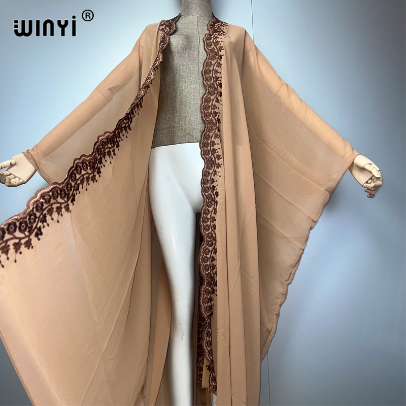 WINYI boho kimono Chiffon embr - Embroidery Abaya ulasan dan harga