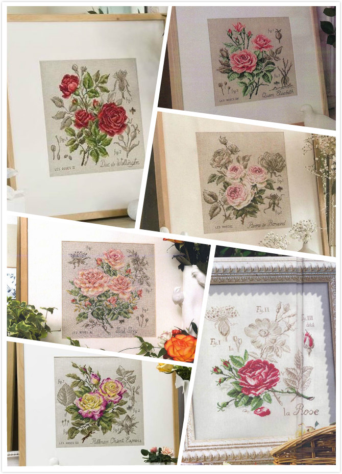 Dfea-Flower Series Rose Cross  - Embroidery Rose Stitch ulasan dan harga