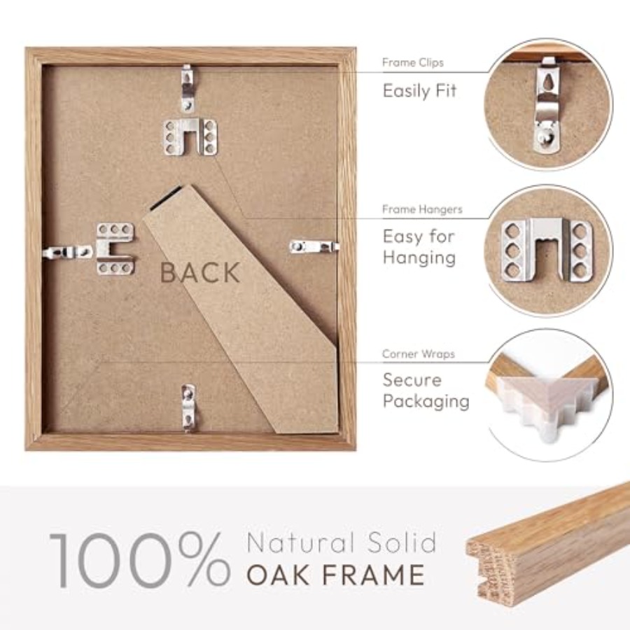 8x10 Picture Frame, Solid Oak  - Frame Display Wood ulasan dan harga