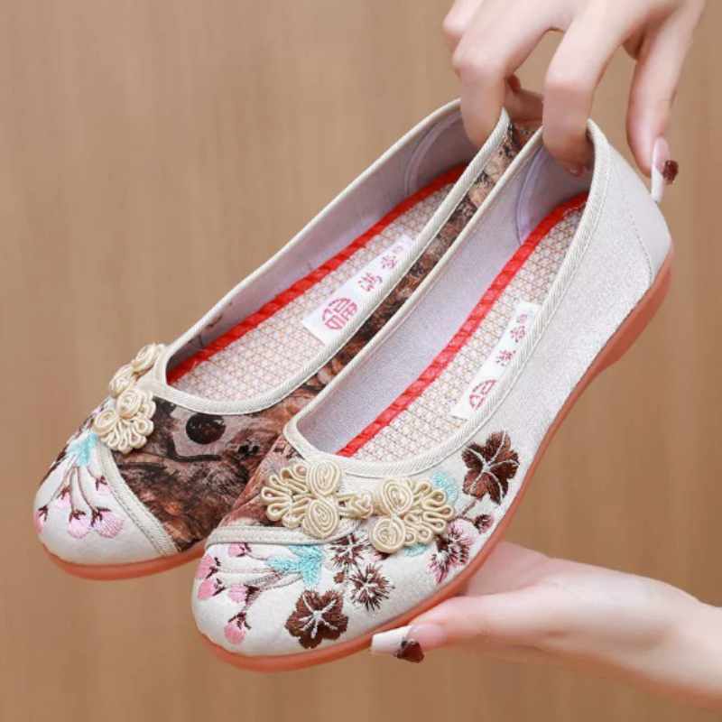 Retro Chinese Style Women Canv - Embroidery Canvas ulasan dan harga