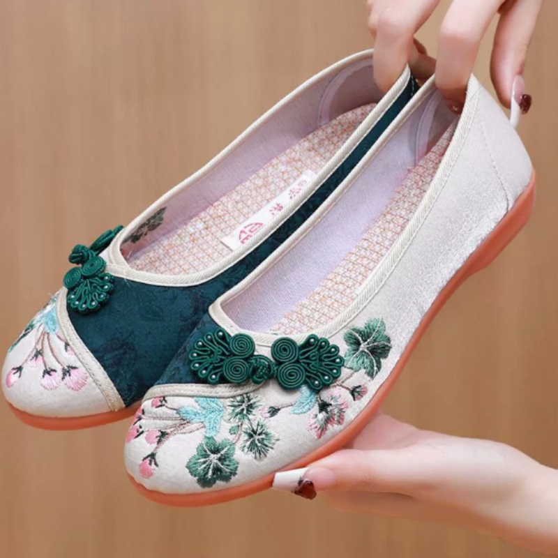 Retro Chinese Style Women Canv - Embroidery Canvas ulasan dan harga