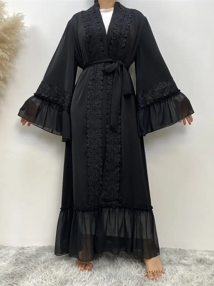Eid Muslim Black Abaya for Wom - Embroidery Abaya ulasan dan harga