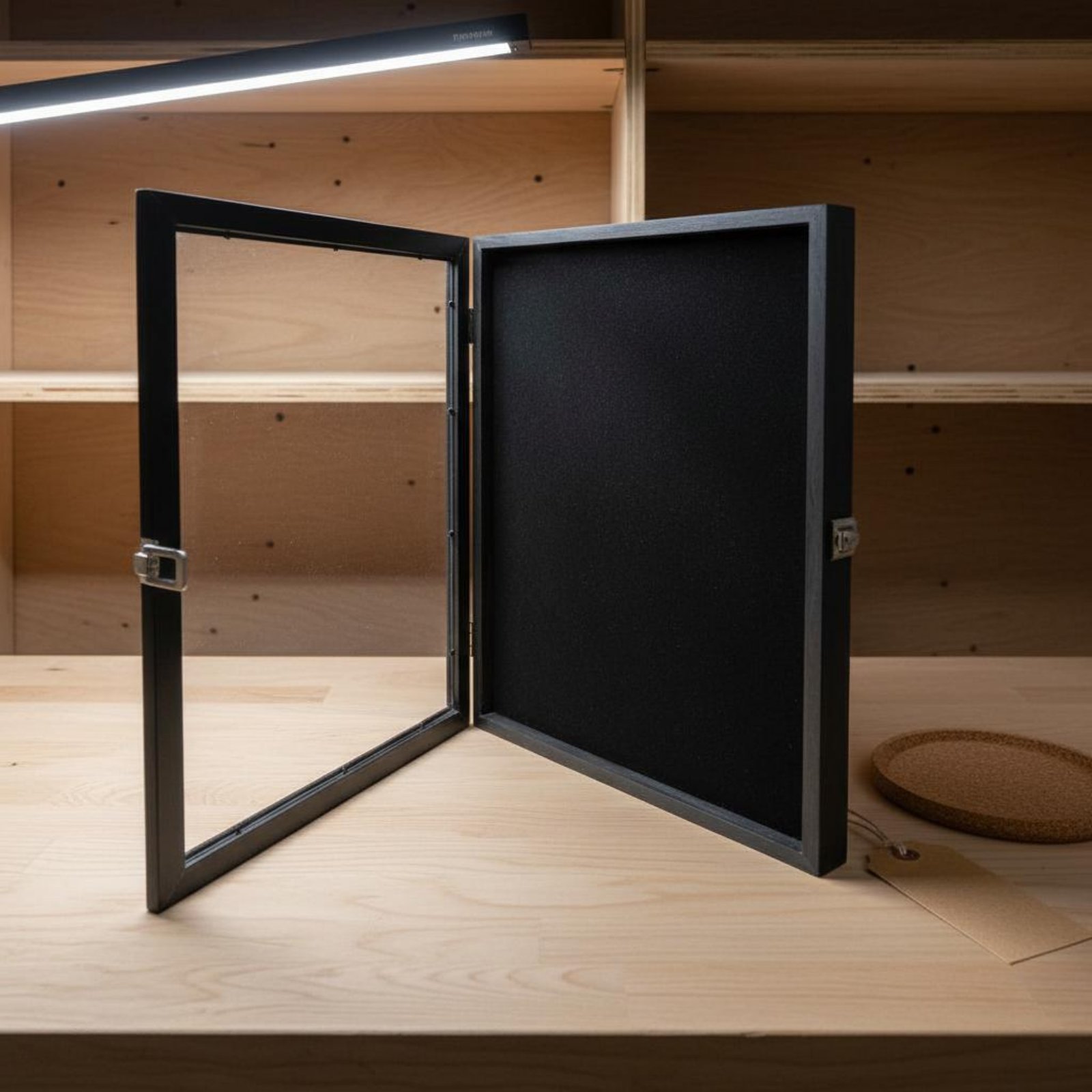 Badge Display Frame Transparen - Frame Display Wood ulasan dan harga