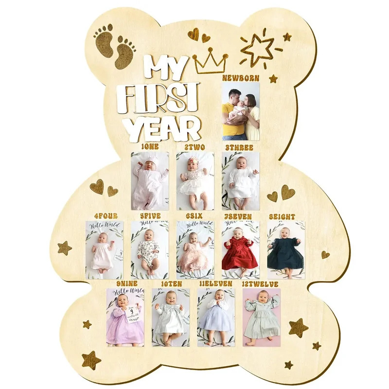 TEMIKIDS Newborn First Year of - Frame Display Wood ulasan dan harga